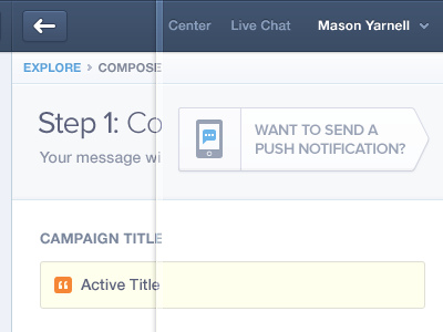 Mixpanel Web App Compose Message UI app compose product push notification ui ux web