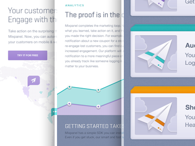 Landing Page UI, Mixpanel Engage Launch