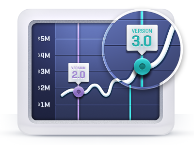 Graph Icon, Data Visualization cash data graph mixpanel money purple teal revenue ui version