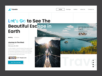Traveto - Website Landing Page agency branding free home page landing page mountains sea travel traveling typography ui uidesign uiux ux vacancy web webdesign webflow website