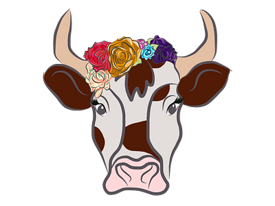 Vache avec couronne de fleurs cow flowers vache