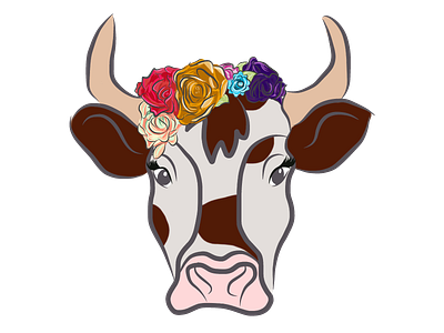 Vache avec couronne de fleurs