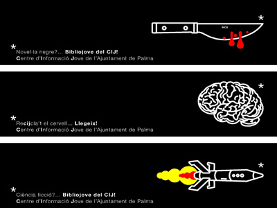 bookmarks for library book bookmark card cij flyer graphic identity library mallorca social services youth center