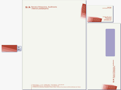 identity for intress II brand business card concept envelope graphic identity intress madrid mallorca paper social services