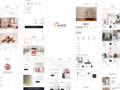 Maple App for Home Interiors adobexd app branding design figma interiordesign ui ux