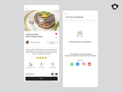 Clove Post and Share Screens figma postarecipe recipeapp redesign ui