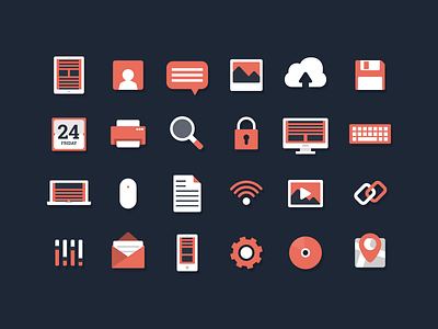 Technology Icon Set business calendar flat icons laptop lock map pack technology video videohive