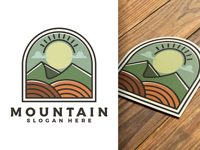 mountain sticker design camp design element emblem expedition graphic icon illustration label landscape logo mountain nature rock sign sticker sticker design symbol travel vector