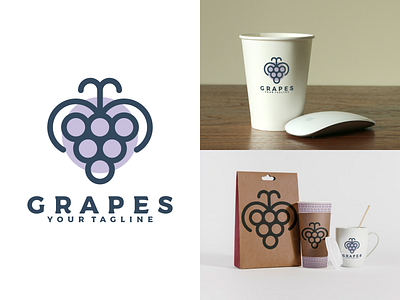 grape logo with cup packaging