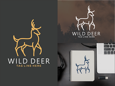 deer line art logo design abstract animal art deer design drawing element emblem graphic head icon illustration isolated line logo sign silhouette symbol vector wildlife