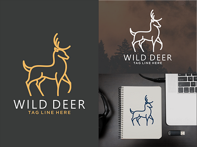 deer line art logo design