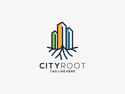 city root logo design branding city design graphic icon illustration logo real estate root vector