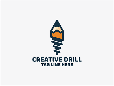 creative drill logo design branding design drill drilling icon illustration logo pencil pencils vector