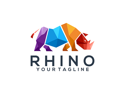geometric rhino logo design
