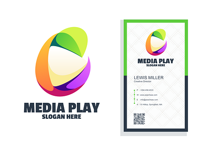 Media play color logo branding design graphic icon illustration logo media play typography ui ux vector