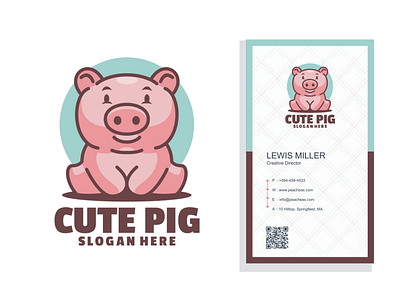 Cute Pig logo branding cute design graphic icon illustration logo pig typography ui ux vector