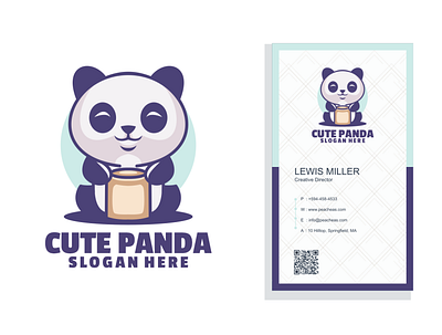 Cute panda logo branding cute design graphic icon illustration logo panda typography ui ux vector