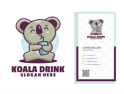 Koala drink cute logo fun