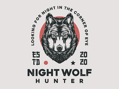 vintage logo night wolf animal branding design drawingart illustration illustrator logo retro retro design skull art vector
