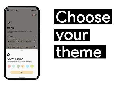 Clever Tasks: Choose your theme 🎨 app beta code color theme colors design flutter interface design material design material you mobile modern real app tasks theme theme selection ui