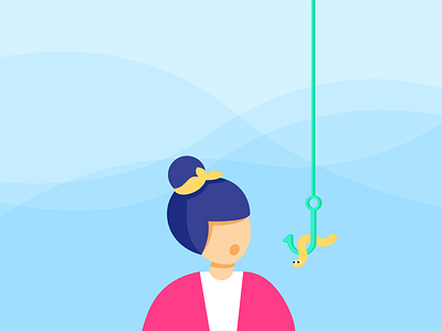 trap blue flat freelance geometry girl illustration kawaii minimalism startup trap ui vector