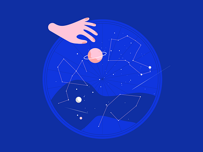 Universe blue branding design flat freelance geometry illustration minimalism planet stars ui univers