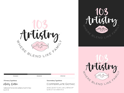 103 Artistry | Beauty Logo Design beauty faminine female girl lips logo modern parlor pink saloon woman