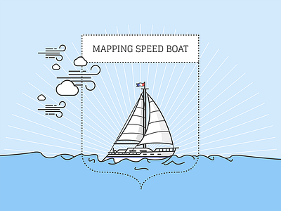 Mapping Speed Boat - Detail shot boat data flag illustration navigate ocean sea sky wind workshop