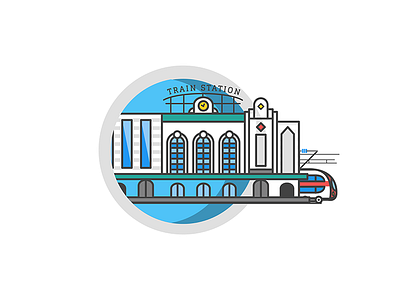 Trainline - Icons Set ( The Train Station ) icons infographic rail road speed trainline transportation travel trip