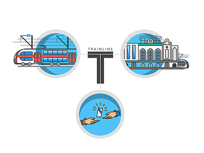 Trainline - Icons Set ( Full illustration ) icons infographic rail road speed trainline transportation travel trip