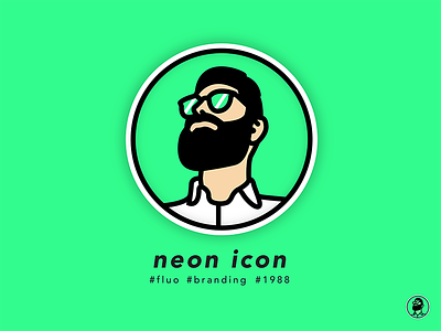 2/4 - neon icon branding// medium green colors face fluo french i me myself negative portrait round square stroke