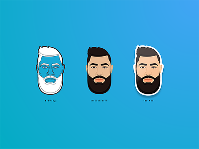 #Beard&Gradient 👳🏻 🔹 -- Sticker design ( process details ) beard branding face gradient illustration smurf sticker