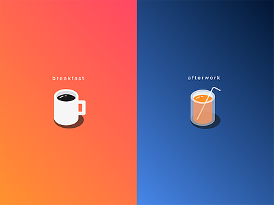 Breakfast ☕️ // Afterwork 🍹 - Flat design illustrations cool drinks glass gradient illustration illustrator morning mug night warm