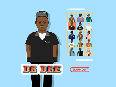DR DRE - RAPMOJI app branding colors cube design dr.dre dre face flat gaming hiphop icon illustration logo retro ui vector