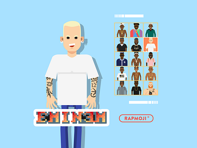 EMINEM - RAPMOJI app branding colors cube design eminem face flat french gaming hiphop icon illustration retro slimshady ui vector