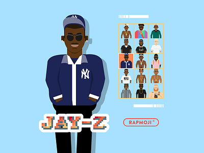 JAY-Z - RAPMOJI app branding colors cube design face flat french gaming hiphop icon illustration jayz retro typography ui