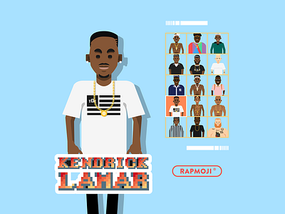 KENDRICK LAMAR - RAPMOJI app branding colors cube design face flat french gaming hiphop icon illustration kendrick lamar kungfu kenny logo retro ui vector