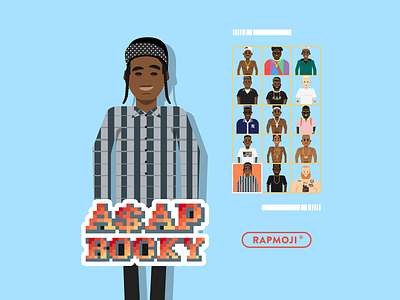A$AP ROCKY - RAPMOJI app asap rocky branding colors cube design face flat french gaming hiphop icon illustration logo retro ui vector
