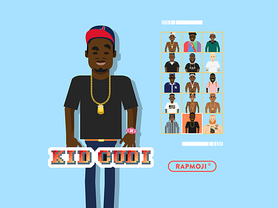 KID CUDI - RAPMOJI app branding colors cube design face flat french gaming hiphop icon illustration kid cudi logo retro ui vector