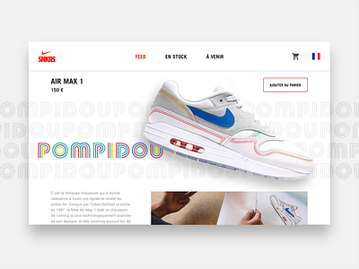 DAILY UI #01 - Air Max 1 Pompidou ( product page ) airmax branding challenge colors dailyui design flat nike nike air pompidou product page sneakers snkrs swoosh ui