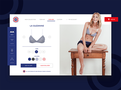 DAILY UI #05 - Le Slip Français ( product page ) bra branding colors design fashion flat francais french icon lingerie madeinfrance product page slip ui ui design uidaily uidesign ux woman