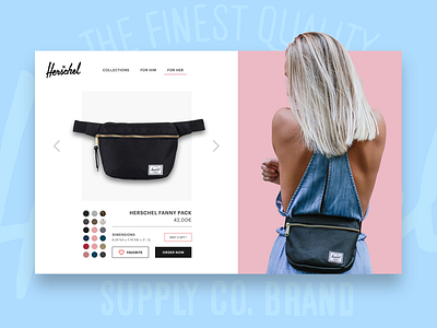 DAILY UI #09 - Herschel Fanny Pack ( product page ) app backpack branding colors dailyui dailyuichallenge design fannypack fashion flat french herschel logo ui ui design ux vector