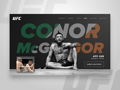 DAILY UI #14 - UFC 299 ( news page ) app branding colors conor mcgregor design face fighter french highlights martial arts mma stats type ufc ui ui daily challenge uidaily ux vector web