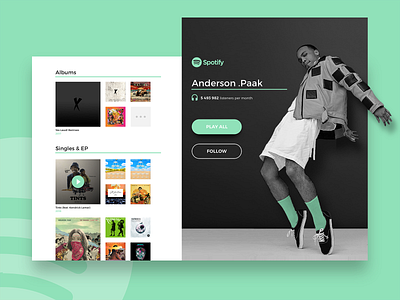 DAILY UI #16 - Anderson .Paak ( Spotify redesign ) anderson paak branding design flat french hiphop icon logo music process redesign spotify typography ui ui daily ui daily challenge ux vector web website