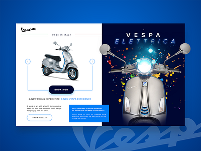 DAILY UI #18 - Vespa Elettrica ( product page ) branding colors daily ui challenge dailyui design electric french icon italy logo process scooter type typography ui ui design ux vespa web website