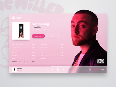 DAILY UI #23 - Mac Miller ( spotify redesign ) branding colors daily ui challenge dailyui design face flat french hiphop lettering logo mac miller music app process spotify type typography ui web website