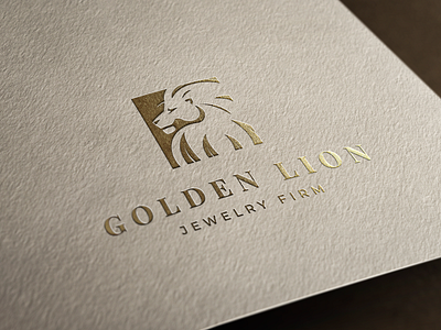 🦁Golden Lion - Logo Concept animal branding colors design flat french gold illustration jewelry jewelry logo jewelry shop lion lion king logo logotype mockup paper process shining stamp
