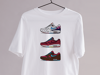 Le Parra - Kicks&Tees (Tee-shirt) airmax art branding clothing colors fashion flat french illustration nike sneakers tee shirt tshirt vector