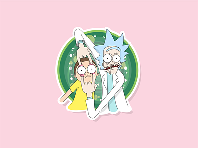 Holy shit Morty!!! - Sticker design (Rick&Morty) cartoon characters colors drawing flat illustration illustrator process rick and morty rickandmorty shading shadows sticker vector
