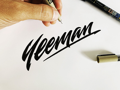 Yeeman Process calligraphy fishing lettering logo logotype lure process script